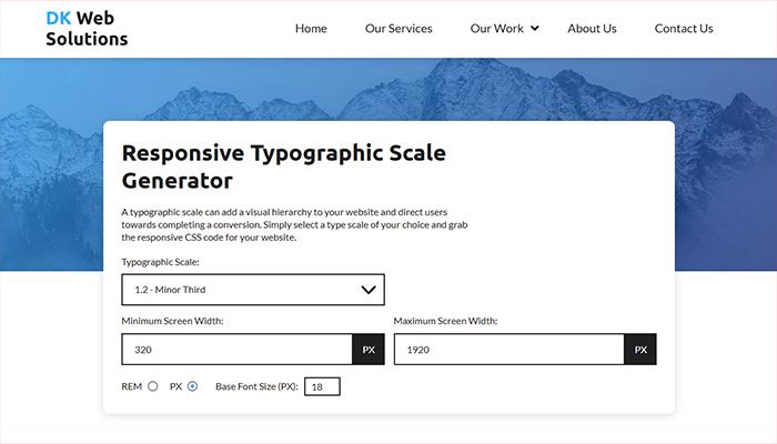 Responsive Typographic Scale Generator