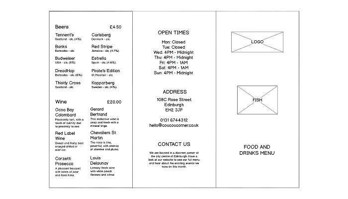 Cocktail Bar Menu - The Cou Cou Corner
